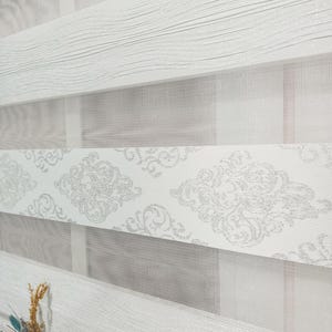 Geometric Grey Zebra Roller Blind – Custom Size Day & Night Window Shade – Modern Patterned Dual Layer Blind – Stylish Light Filtering