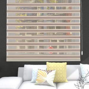 Pleated Zebra Blind: Cream to Brown Gradient, Modern Window Treatment
