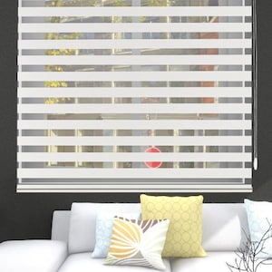 Soft Bamboo Cream Zebra Blinds - Elegant Light Filtering Roller Shade - Modern Window Treatment - Custom Sizes Available