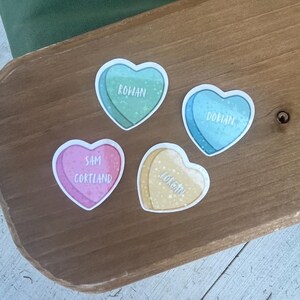 Candy Heart Waterproof Holographic Stickers - Throne of Glass Book Boyfriends: Rowan, Dorian, Lorcan, Sam Cortland Choose One or Get All