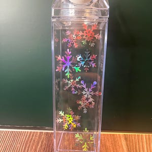 Snowflake Milk Carton Water Bottle - holographic permanent vinyl