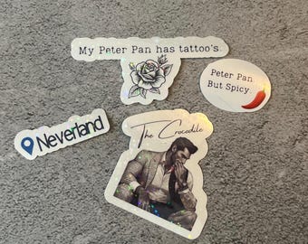 Juego de pegatinas inspirado en la serie Los viciosos muchachos perdidos y El devorador de hombres, Peter Pan y El rey de Nunca Jamás