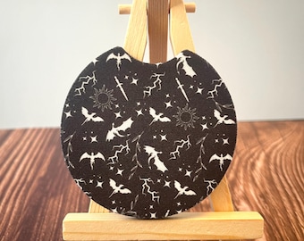 Romantasy Inspired Car Coaster Set - 2 Car Coasters Included, Black Dragon Themed, Fourth Wing Inspired