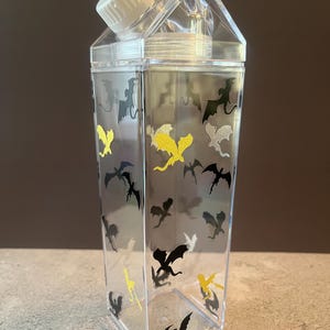Black and Gold Dragon Milk Carton Water Bottle Inspired by Fourth Wing, Tairn, Andarna, Violet, Xaden, Onyx Storm, Iron Flame