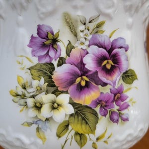 Vintage Cache Planter Pot Jardiniere | Crisp White Bone China | MCM BROSNIC Floral Victoriana