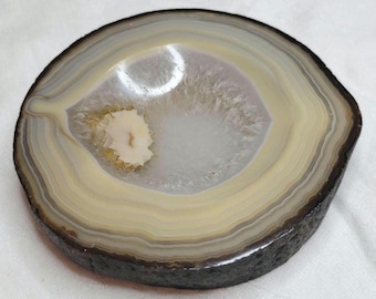 Plato para anillos de ágata gris, para guardar objetos pequeños o para usar en bolsillos vacíos, 426 g.