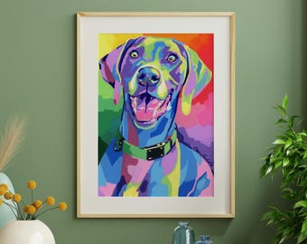 Weimaraner Dog Art Print, Colorful Dog Wall Art, Weimaraner Lover Gift, Maximalist Pet Portrait, Dog Mom Decor, Modern Animal Wall Art