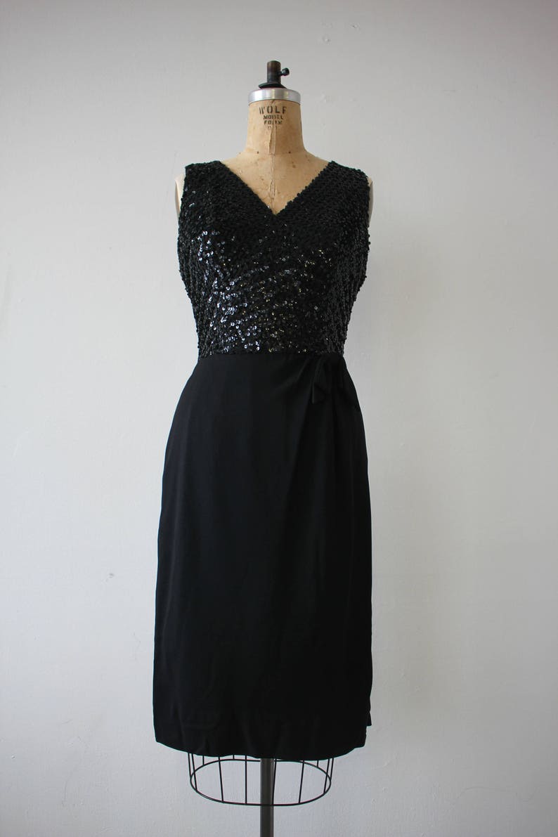 1960s Vintage Dress / 60s Black Sequin Party Dress / 60s Rayon - Etsy