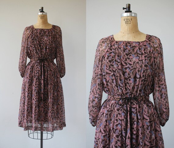 vintage 1970s dress / 70s boho dress / 70s floral