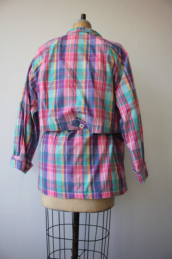 vintage 1980s jacket / 80s plaid jacket / pastel … - image 5