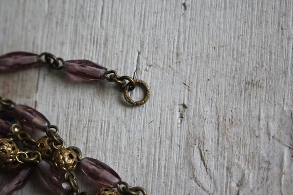vintage 1930s brass and glass bead necklace / 30s… - image 5