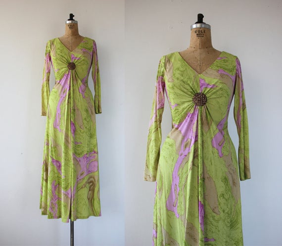 vintage 1960s dress / 60s maxi dress / 60s long sl