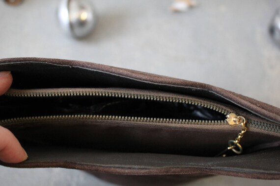 vintage 1940s purse / 40s brown suede handbag / 1… - image 7