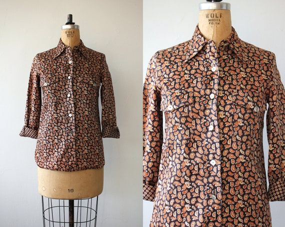 vintage 1970s blouse / 70s reversible blouse / 19… - image 1