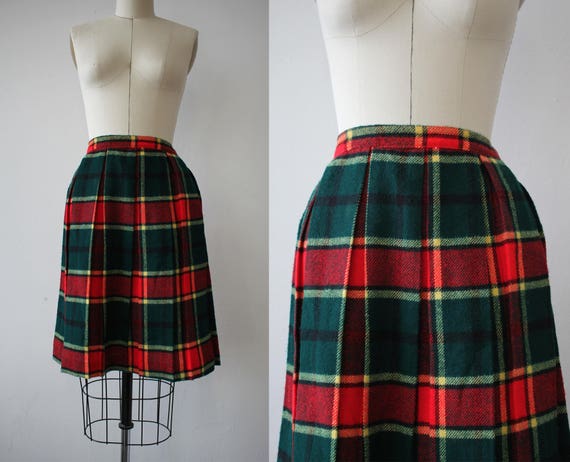 vintage 1960s skirt / 60s plaid skirt / 60s rainb… - image 1