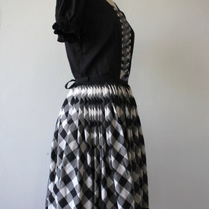 vintage 1960s dress / 60s square dance dress / 60s black white plaid print dress / 60s full skirt dress / buffalo check dress / xs small image 4