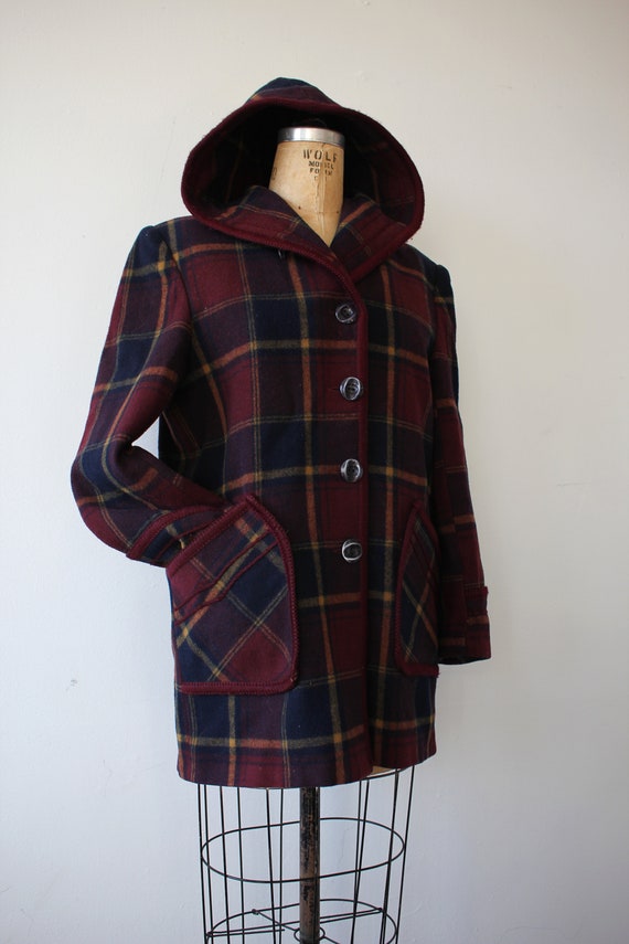 vintage 1980s coat / 80s plaid jacket / 80s winte… - image 3