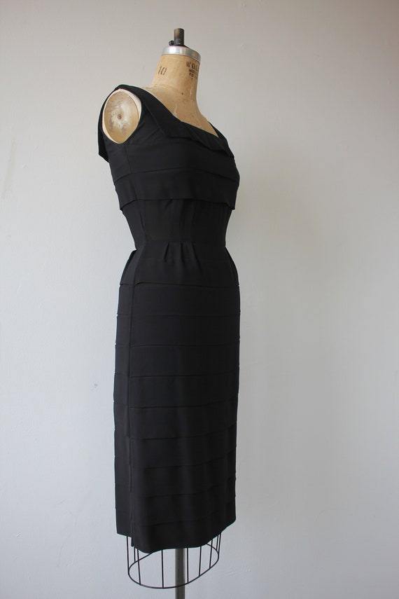 vinage 1950s black dress / 50s tiered dress / 50s… - image 4