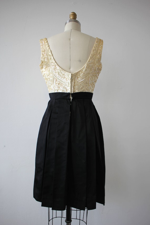 vintage 1950s dress / 50s black cream sequin part… - image 5