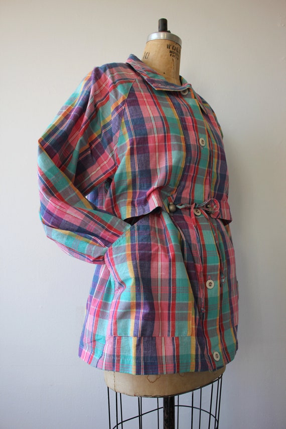 vintage 1980s jacket / 80s plaid jacket / pastel … - image 4