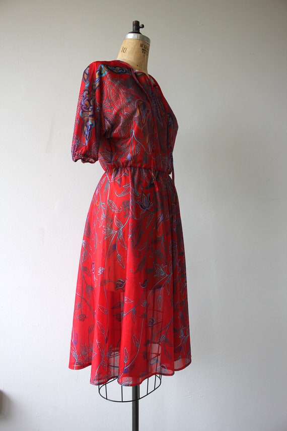 1970s vintage dress / 70s red floral dress / 70s … - image 4