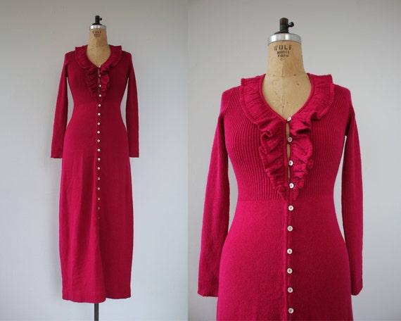 vintage 60s dress / 60s knit maxi dress / 60s mag… - image 1