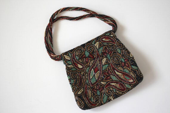 1950s vintage beaded purse / 50s beaded evening ba
