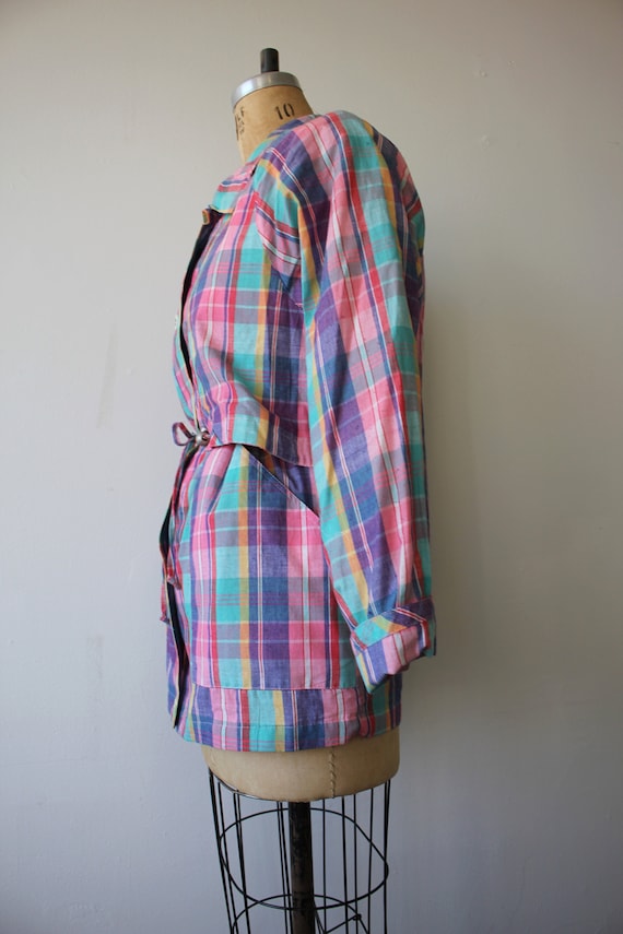 vintage 1980s jacket / 80s plaid jacket / pastel … - image 6