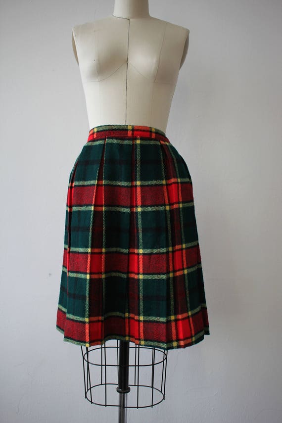 vintage 1960s skirt / 60s plaid skirt / 60s rainb… - image 2
