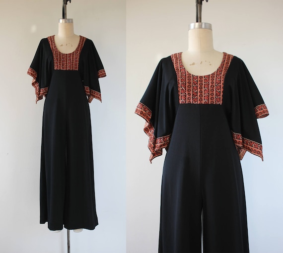 vintage 1970s jumpsuit / 70s palazzo pants jumpsu… - image 1