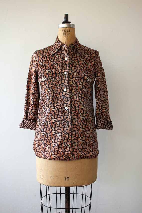 vintage 1970s blouse / 70s reversible blouse / 19… - image 2