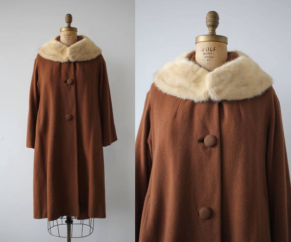 vintage 1960s coat / 60s brown cashmere coat / 60s
