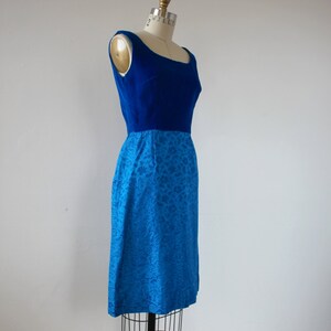 vintage 1960s dress / 60s party dress / 60s royal blue velvet dress / 60s sleeveless dress / 60s cocktail dress / 60s blue dress / xs s image 4
