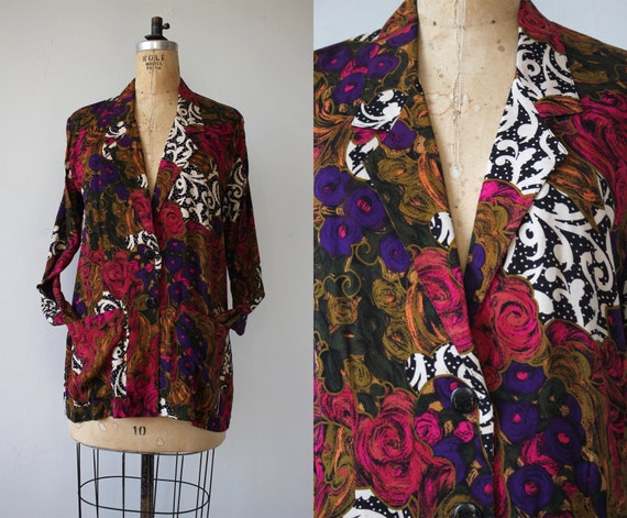 Vintage 1990s Blazer / 90s Rayon Jacket / 90s Print Mixing | Etsy