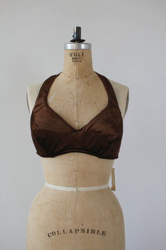 vintage 1970s halter top / NOS 70s bra top / 70s b