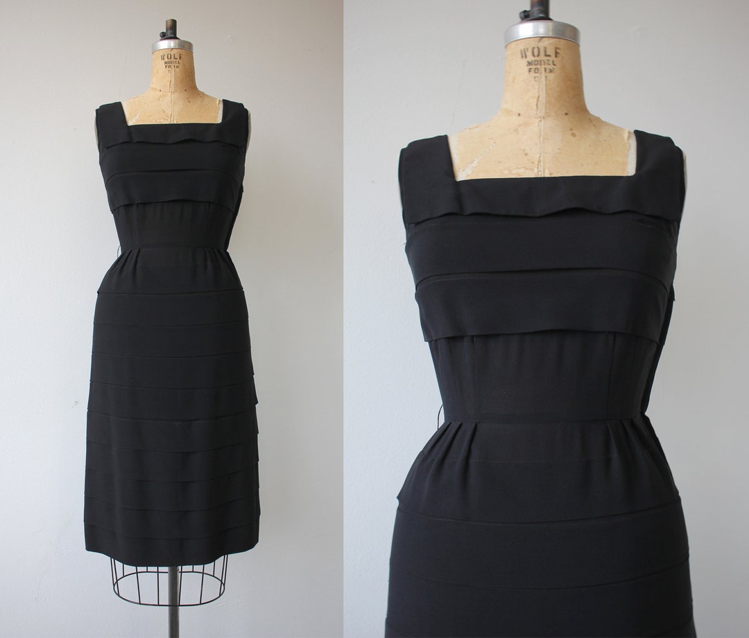 Vinage 1950s Black Dress / 50s Tiered Dress / 50s Little Black - Etsy