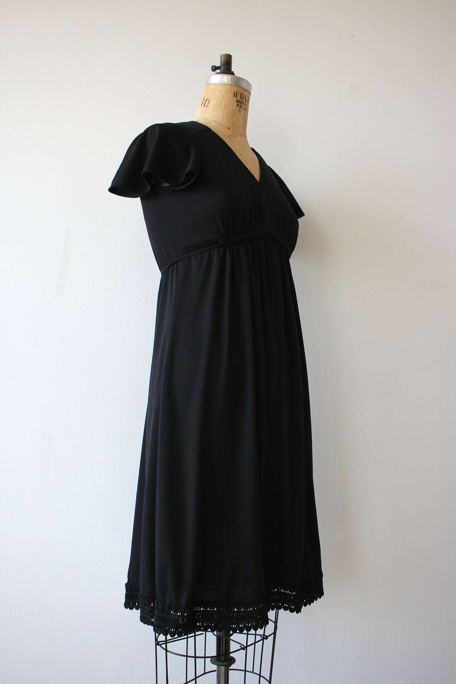 70s black tie dress