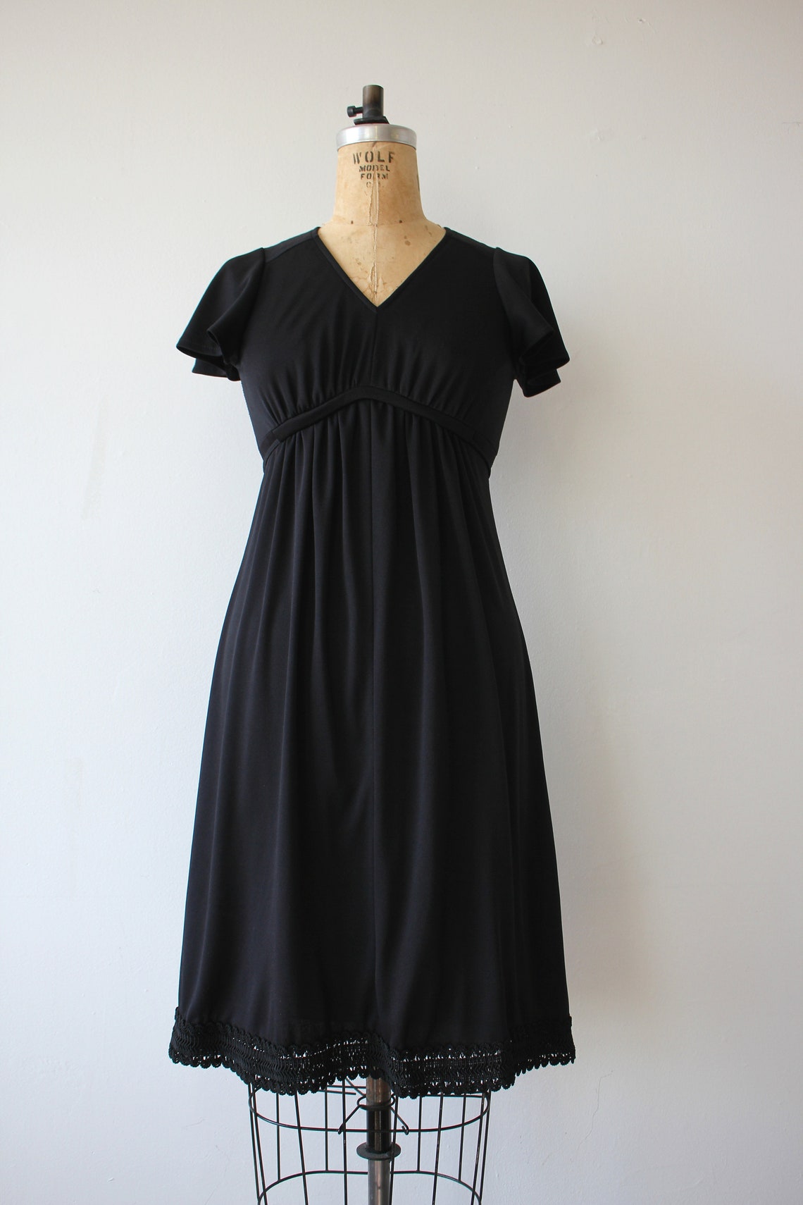 70s black tie dress