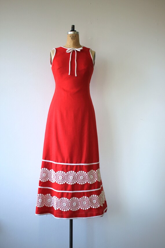 1960s vintage dress / 60s maxi dress / 60s red su… - image 2