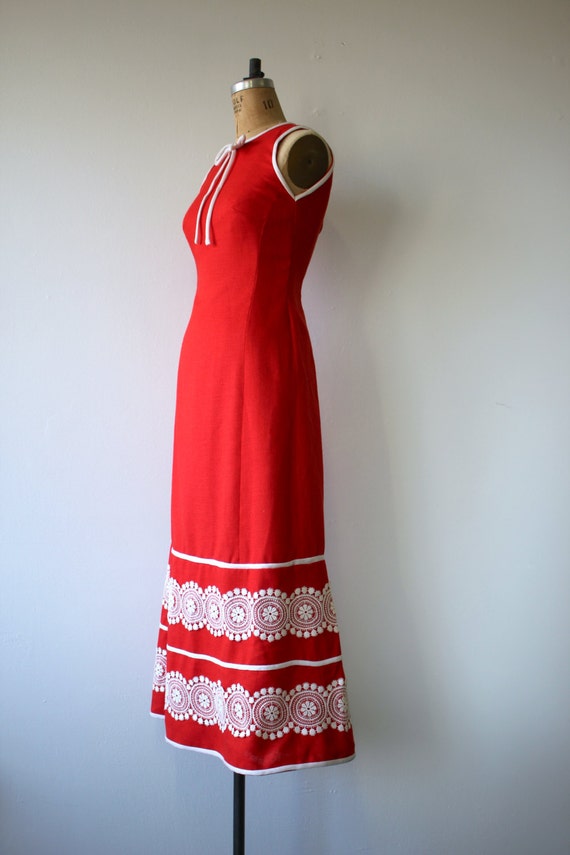 1960s vintage dress / 60s maxi dress / 60s red su… - image 3