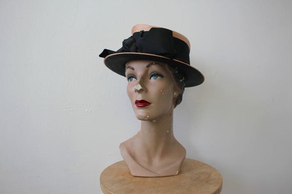 vintage 1960s hat / 1960s Frank Olive straw hat /
