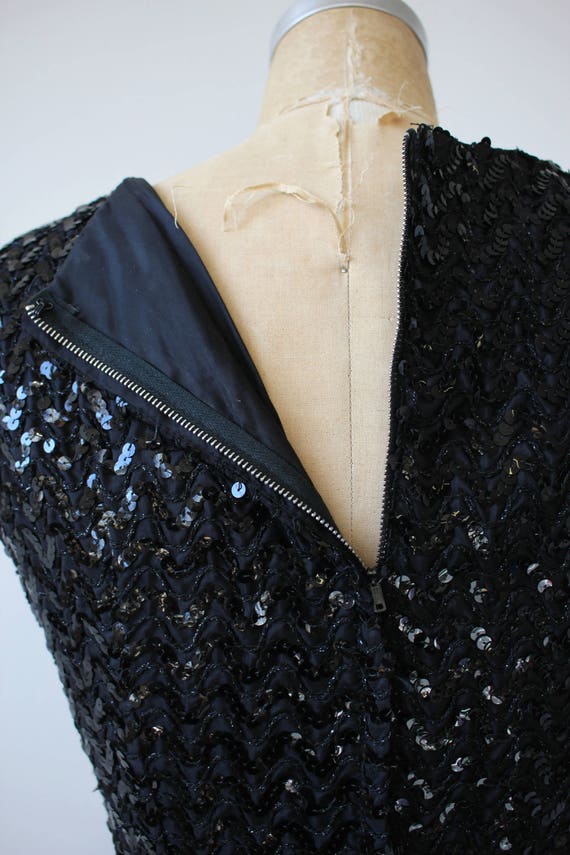 vintage 1960s shirt / 60s black sequin top / blac… - image 7