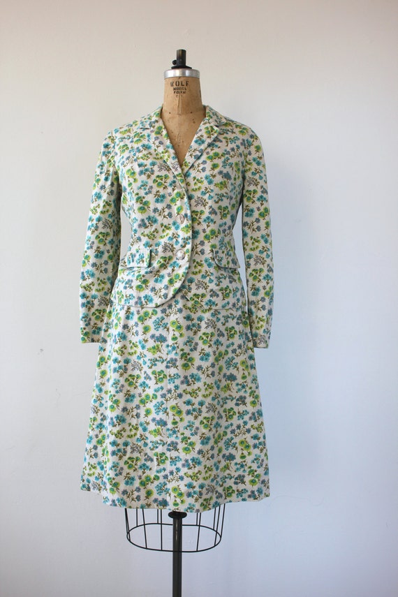 vintage 1950s Suit / 50s Floral Suit / 60s Dress … - image 2