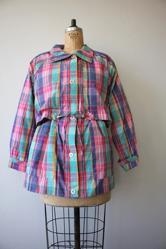 vintage 1980s jacket / 80s plaid jacket / pastel … - image 2