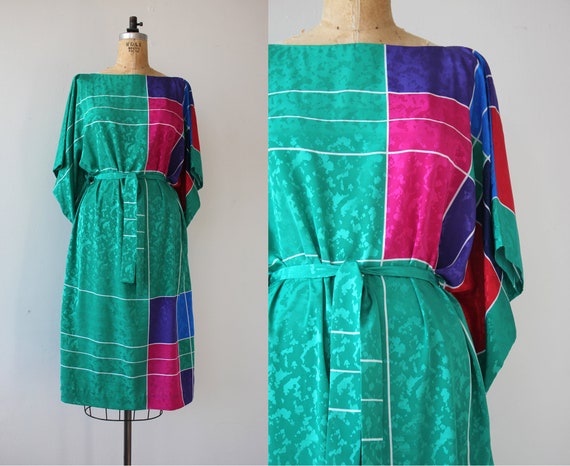 vintage 1980s dress / 80s geometric dress / 1980s