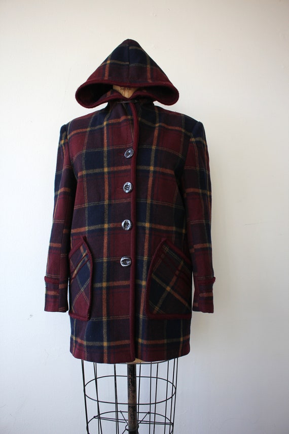 vintage 1980s coat / 80s plaid jacket / 80s winte… - image 7