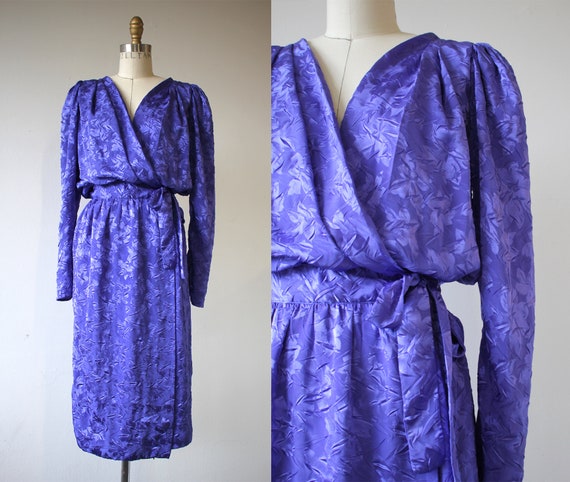 vintage 1980s dress / 80s silky dress / 1980s flor