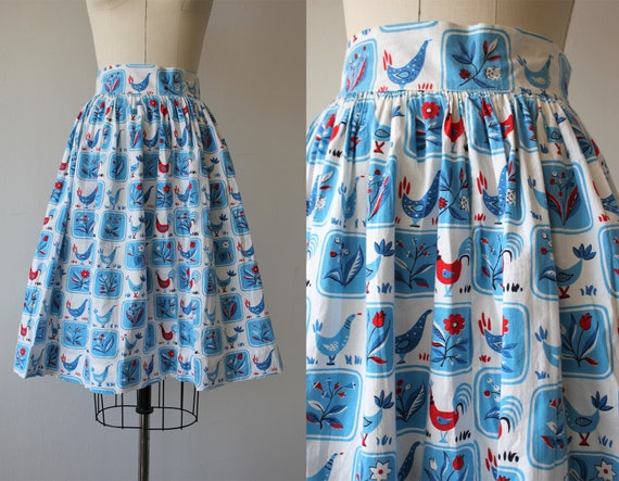vintage 1950 skirt / 50s full skirt / 50s novelty