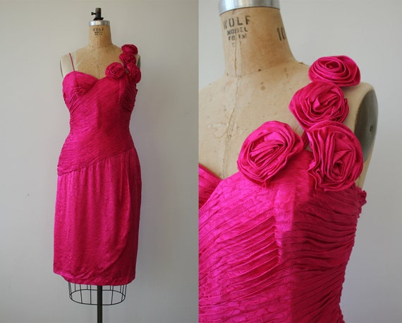 vintage 1980s dress / 80s silk dress / 1980s silk