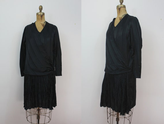 vintage 1920s dress / 20s black silk dress / blac… - image 1